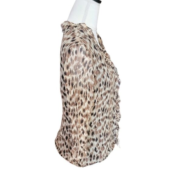 Spenser Jeremy Ruffled Short Sleeve Animal Print Evening Blouse in Size 8 - Picture 3 of 4